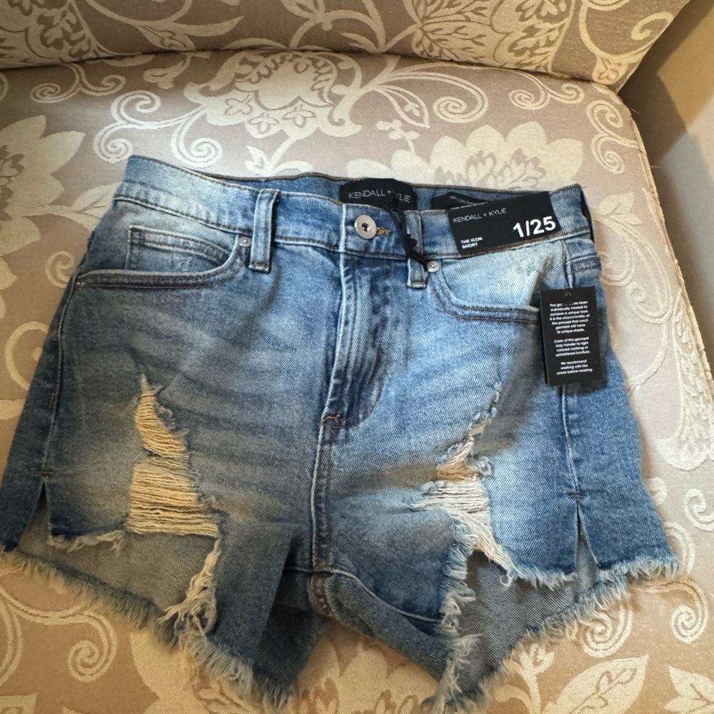 Kendall & Kylie Blue Distressed Denim Shorts